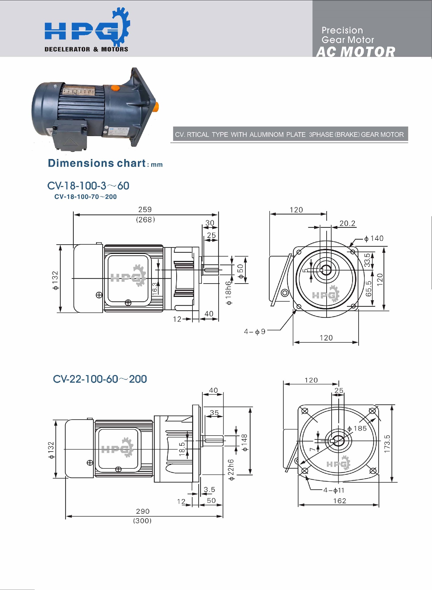 Motor giảm tốc HPG CV 0.1kw Motor giảm tốc HPG CV 0.1kw