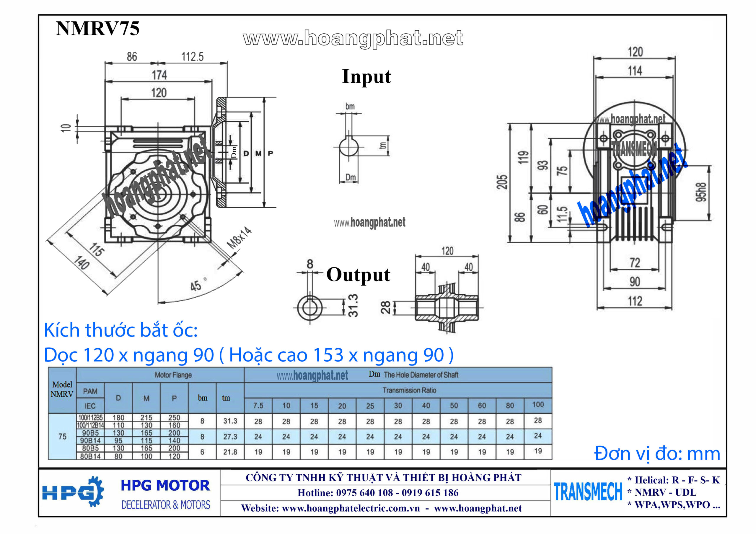 Bản vẽ hộp giảm tốc NMRV 75